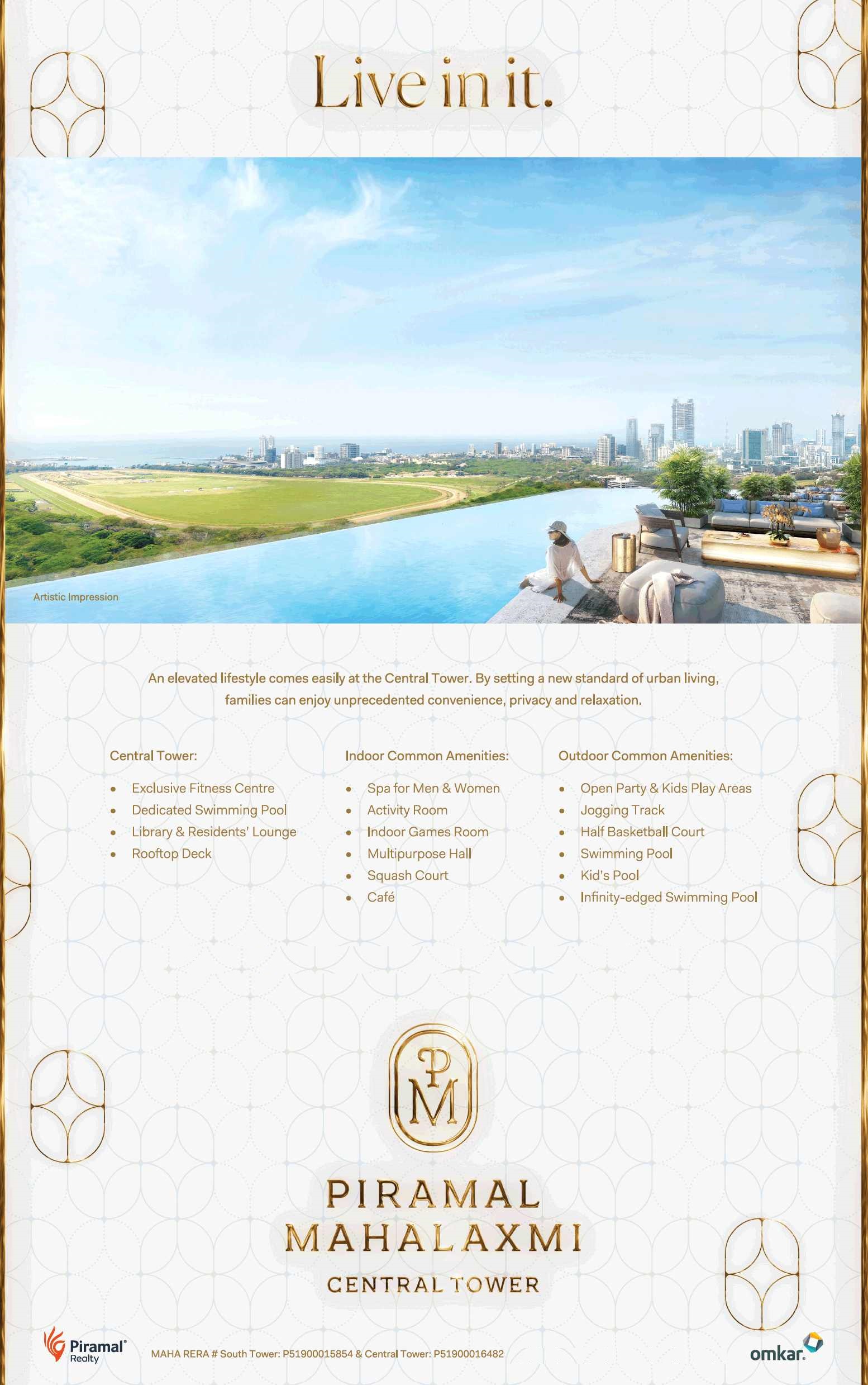 Book an elevated lifestyle comes easily at the central tower at Piramal Mahalaxmi in Mumbai Update